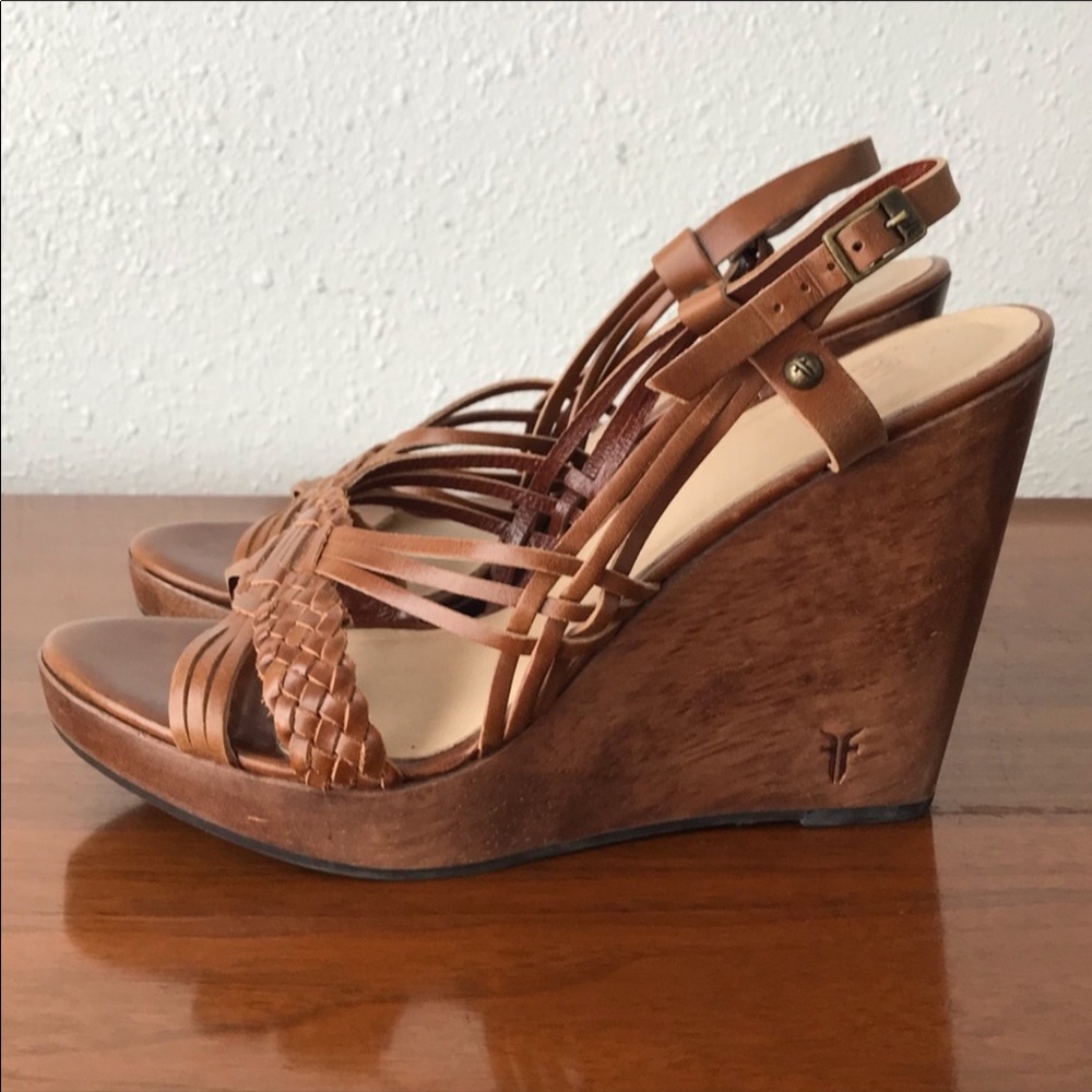 Frye wedge brown leather